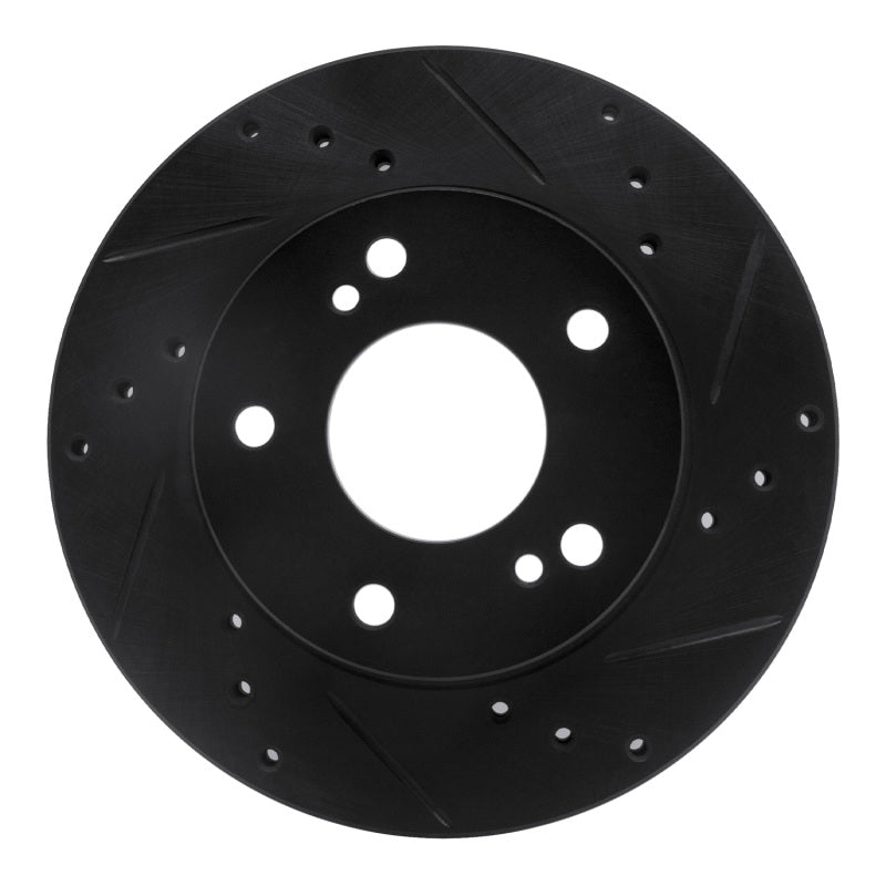 R1 Concepts R1 96-98 Nissan 240SX Front Right Drilled & Slotted Black Brake Rotor