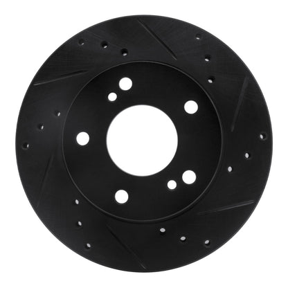 R1 Concepts R1 96-98 Nissan 240SX Front Right Drilled & Slotted Black Brake Rotor