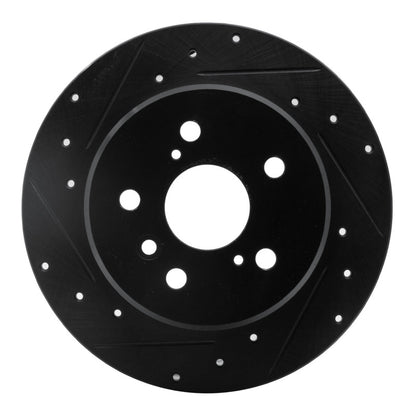 R1 Concepts R1 92-03 Lexus ES300 Rear Left Drilled & Slotted Black Brake Rotor