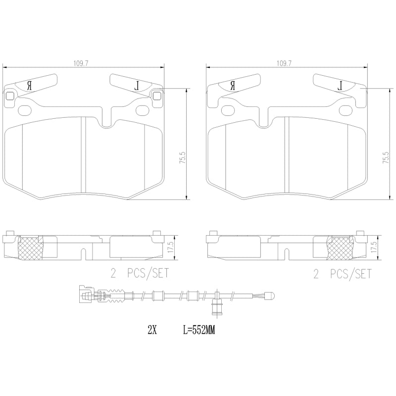 Brembo OE Brembo 16-20 Lexus RC F/ Lexus GS F Rear NAO Brake Pad