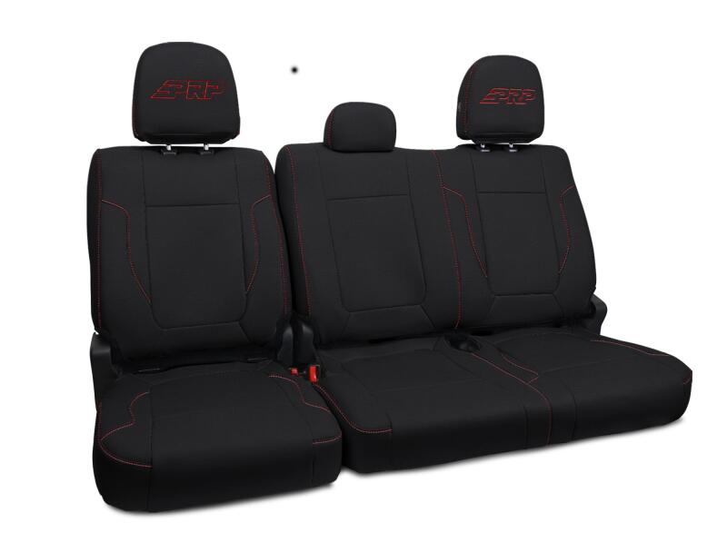 PRP Seats PRP 12-14 Ford Raptor Rear Bench Seat Covers - Black w/ Red Stitch
