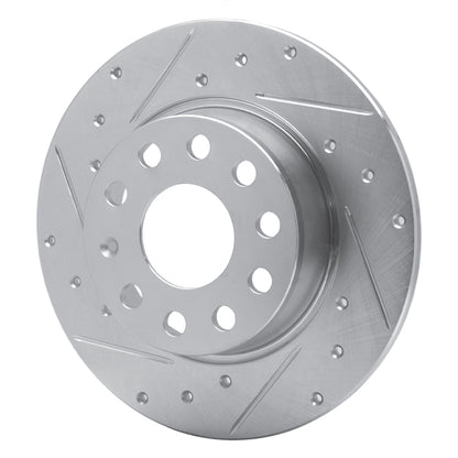 R1 Concepts R1 05-25 Audi A3 Sportback E-Tron Rear Left Drilled & Slotted Silver Brake Rotor
