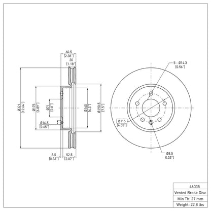 DFC 13-25 Cadillac CT4 Front Brake Rotor