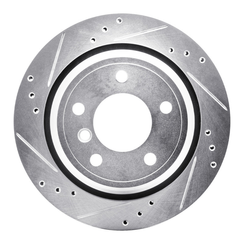 R1 Concepts R1 96-03 BMW 530I Rear Left Drilled & Slotted Silver Brake Rotor