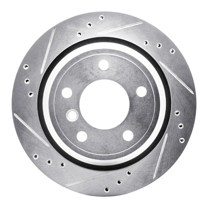 R1 Concepts R1 96-03 BMW 530I Rear Left Drilled & Slotted Silver Brake Rotor