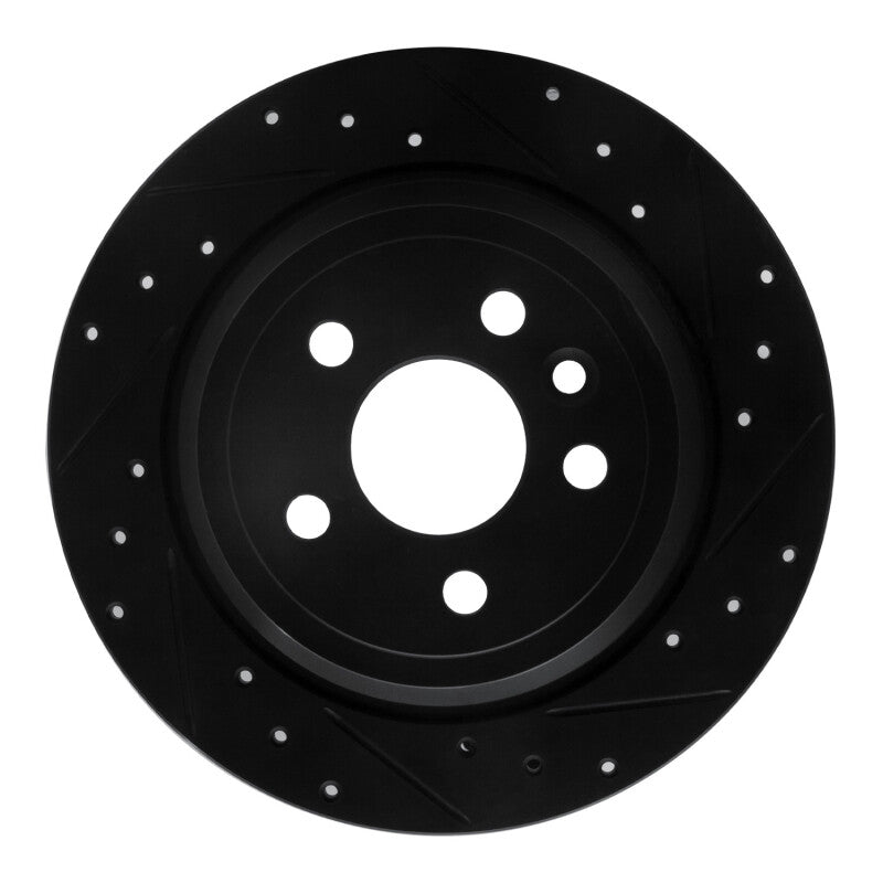 R1 Concepts R1 13-15 Land Rover LR2 Rear Right Drilled & Slotted Black Brake Rotor