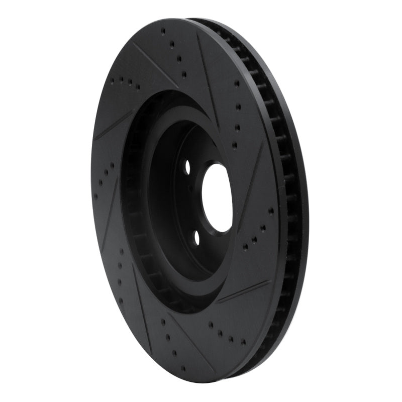 R1 Concepts R1 93-98 Toyota Supra Left Front Drilled & Slotted Black Brake Rotor