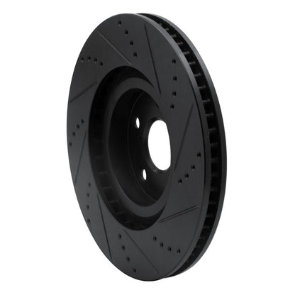 R1 Concepts R1 93-98 Toyota Supra Left Front Drilled & Slotted Black Brake Rotor