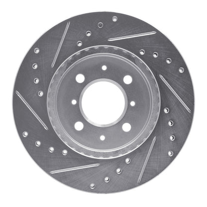 R1 Concepts R1 84-86 Nissan 300ZX Front Right Drilled & Slotted Silver Brake Rotor