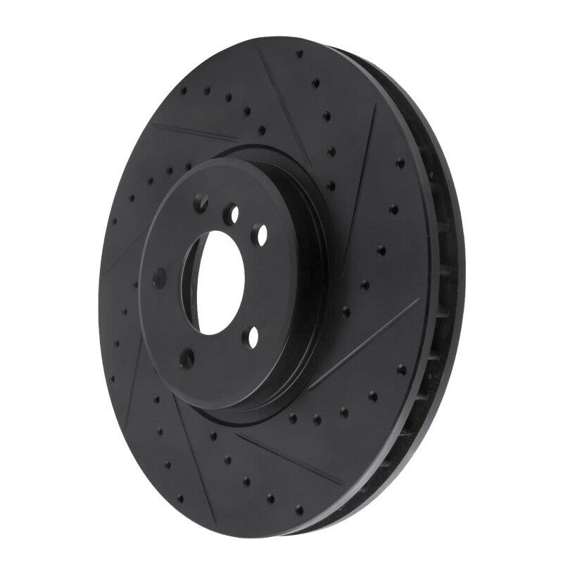 R1 Concepts R1 08-19 BMW X5 Front Right Drilled & Slotted Black Brake Rotor