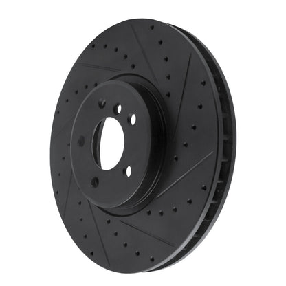 R1 Concepts R1 08-19 BMW X5 Front Right Drilled & Slotted Black Brake Rotor