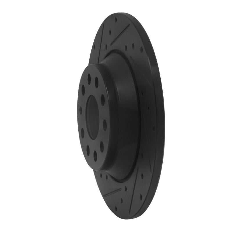 R1 Concepts R1 16-25 Audi TT Quattro Rear Left Drilled & Slotted Black Brake Rotor