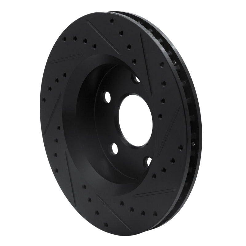 R1 Concepts R1 07-18 Jeep Wrangler Front Left Drilled & Slotted Black Brake Rotor