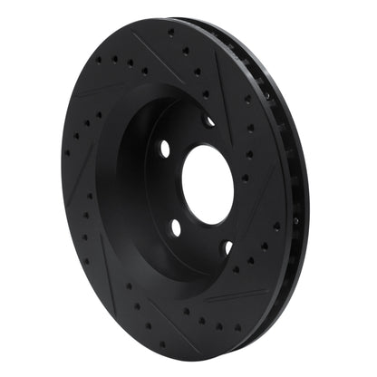 R1 Concepts R1 07-18 Jeep Wrangler Front Left Drilled & Slotted Black Brake Rotor