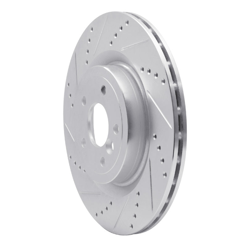 R1 Concepts R1 16-24 Jaguar XF Rear Left Drilled & Slotted Silver Brake Rotor