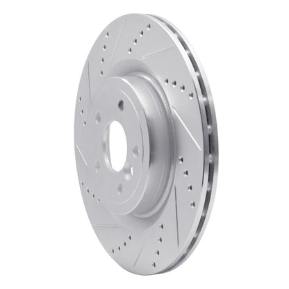 R1 Concepts R1 16-24 Jaguar XF Rear Left Drilled & Slotted Silver Brake Rotor