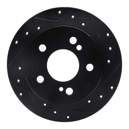 R1 Concepts R1 83-95 Mercedes-Benz 300D Rear Right Drilled & Slotted Black Brake Rotor