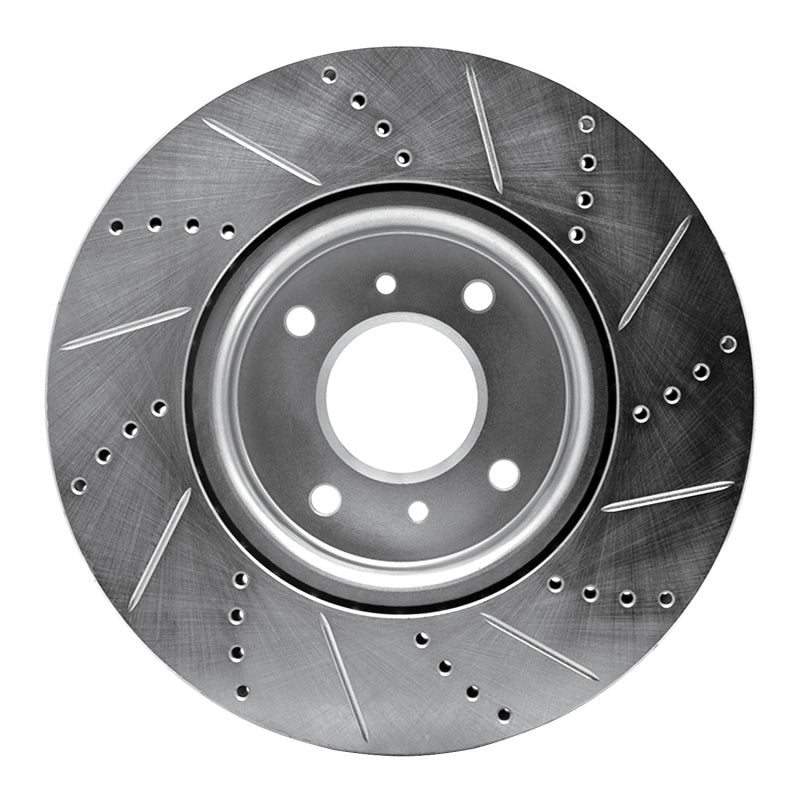 R1 Concepts R1 04-06 Nissan Sentra Front Left Drilled & Slotted Silver Brake Rotor