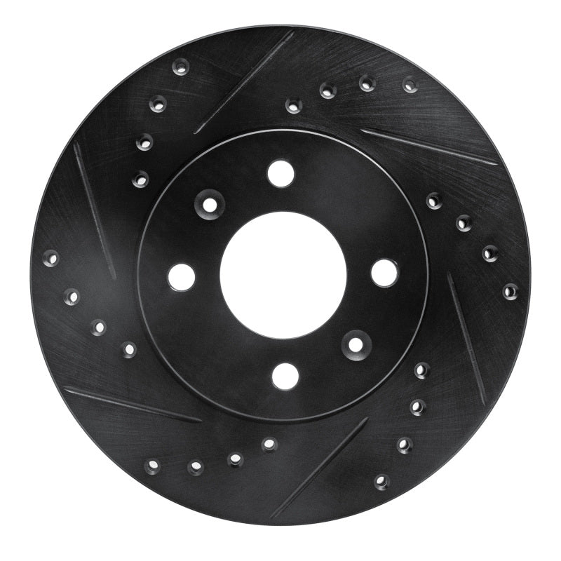 R1 Concepts R1 06-12 Dodge Attitude (Mexico) Front Left Drilled & Slotted Black Brake Rotor
