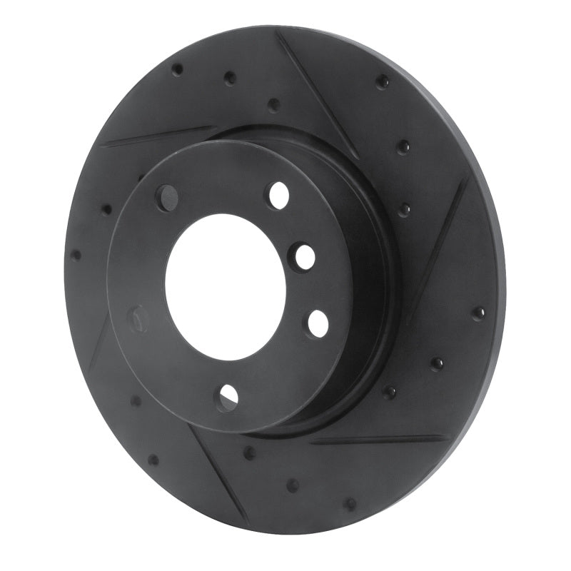 R1 Concepts R1 95-98 BMW 318TI Front Right Drilled & Slotted Black Brake Rotor