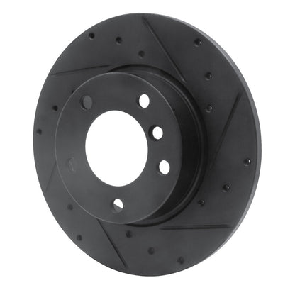 R1 Concepts R1 95-98 BMW 318TI Front Right Drilled & Slotted Black Brake Rotor