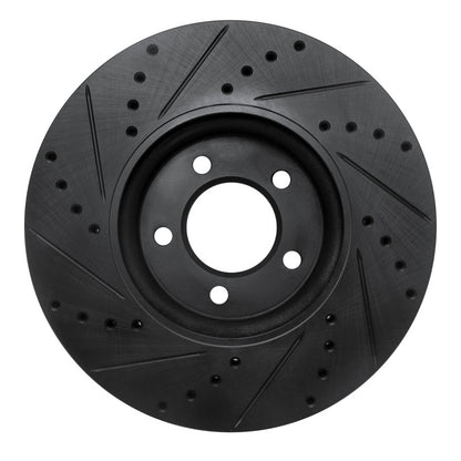 R1 Concepts R1 06-08 Jaguar S-Type Front Right Drilled & Slotted Black Brake Rotor