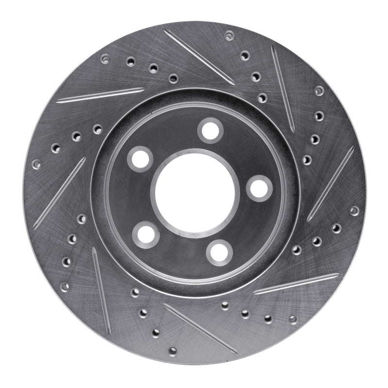 R1 Concepts R1 05-10 Ford Mustang Front Left Drilled & Slotted Silver Brake Rotor