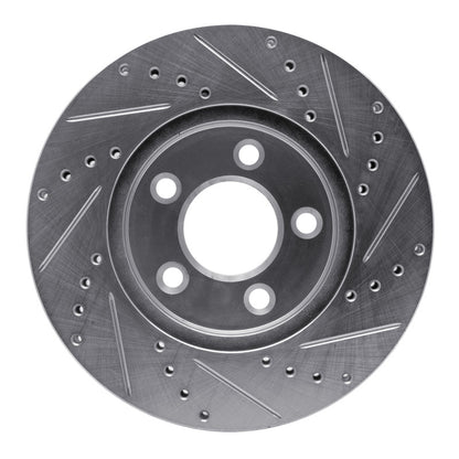 R1 Concepts R1 05-10 Ford Mustang Front Left Drilled & Slotted Silver Brake Rotor