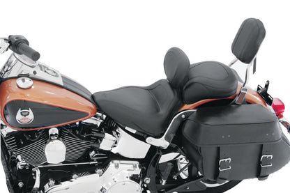 Mustang Motorcycle Mustang 06-17 Harley Softail Wide Tire (200mm) Sport Touring Solo Seat w/Driver Backrest - Black