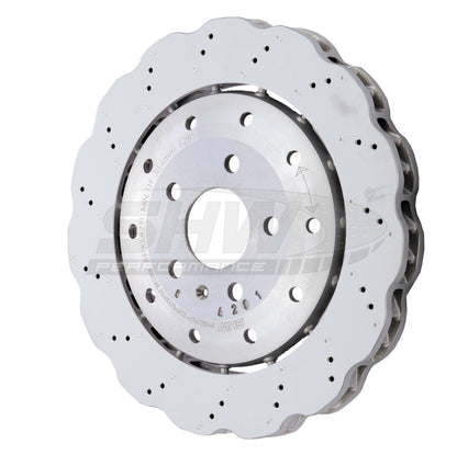 SHW Performance SHW 14-20 Audi R8 5.2L (Excl Ceramic Brake) Rear Drill-Dimp Lightweight Wavy Brake Rotor(4S0615601B)