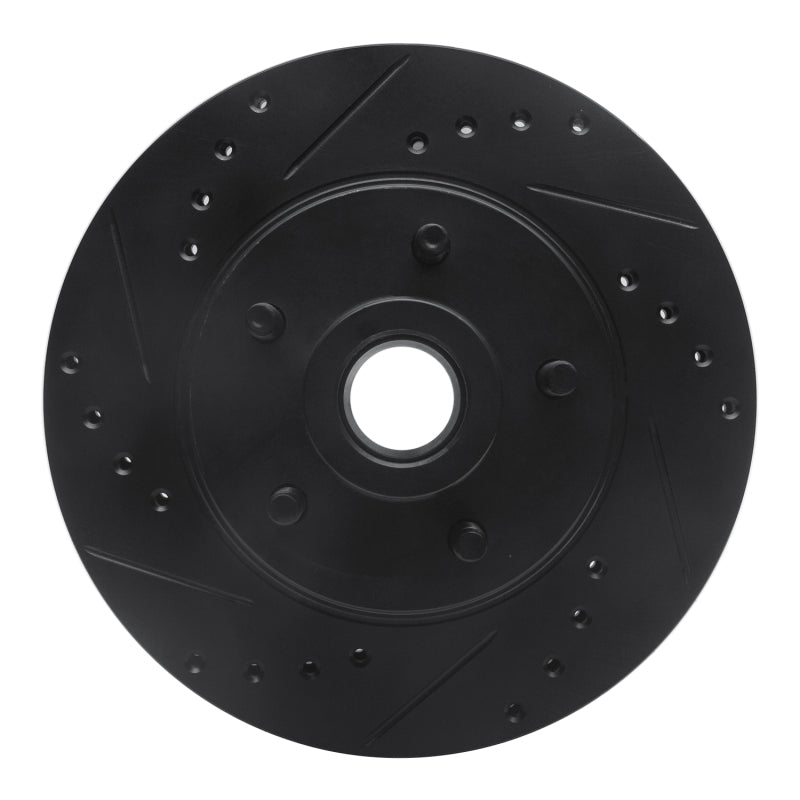 R1 Concepts R1 87-92 Lincoln Mark VII Front Left Drilled & Slotted Black Brake Rotor