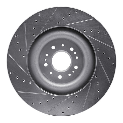 R1 Concepts R1 17-22 Genesis G90 Front Right Drilled & Slotted Silver Brake Rotor