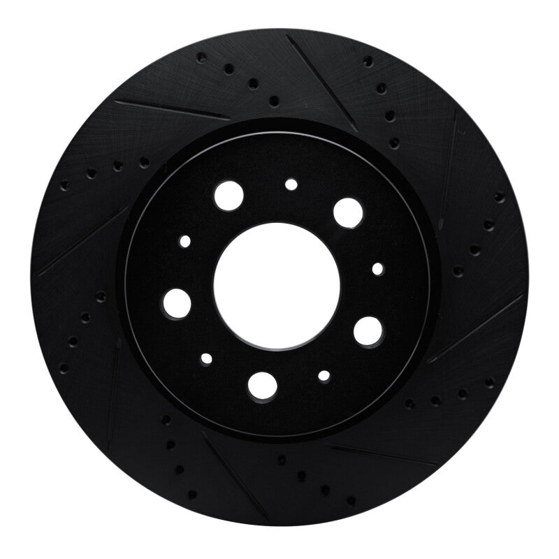 R1 Concepts R1 17-25 Tesla Model 3 Front Right Drilled & Slotted Black Brake Rotor