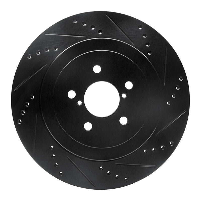 R1 Concepts R1 03-04 Subaru Impreza Rear Right Drilled & Slotted Black Brake Rotor