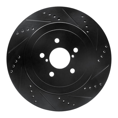 R1 Concepts R1 03-04 Subaru Impreza Rear Right Drilled & Slotted Black Brake Rotor