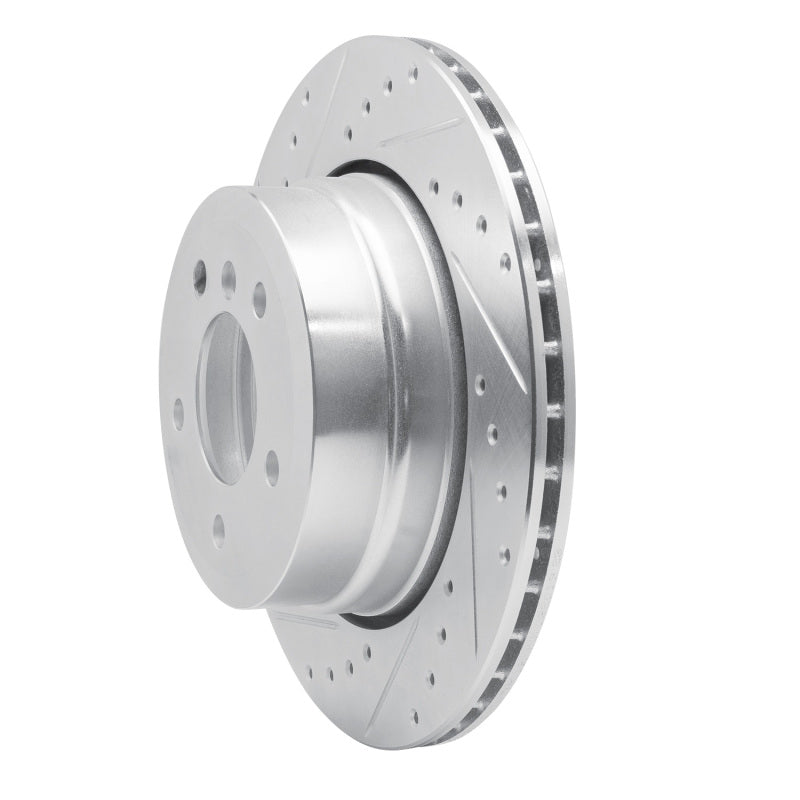 R1 Concepts R1 06-10 BMW 530XI Rear Left Drilled & Slotted Silver Brake Rotor