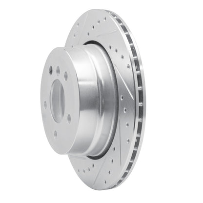 R1 Concepts R1 06-10 BMW 530XI Rear Left Drilled & Slotted Silver Brake Rotor