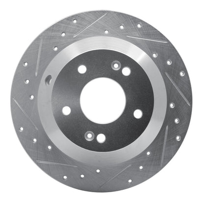R1 Concepts R1 10-21 Hyundai Santa Fe Rear Left Drilled & Slotted Silver Brake Rotor