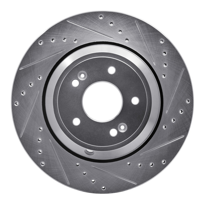 R1 Concepts R1 18-23 Genesis G80 Rear Right Drilled & Slotted Silver Brake Rotor
