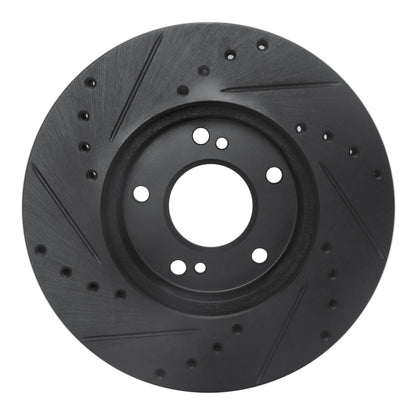 R1 Concepts R1 89-90 Nissan 300ZX Front Right Drilled & Slotted Black Brake Rotor