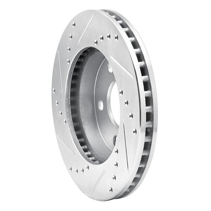 R1 Concepts R1 86-92 Ford Taurus SHO Front Right Drilled & Slotted Silver Brake Rotor