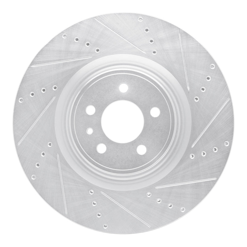 R1 Concepts R1 13-14 Ford Mustang Front Right Drilled & Slotted Silver Brake Rotor