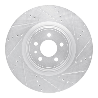 R1 Concepts R1 13-14 Ford Mustang Front Right Drilled & Slotted Silver Brake Rotor