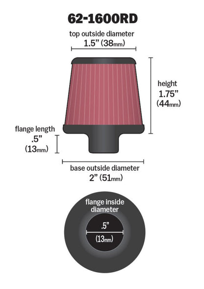 K&N Engineering K&N 2in Base OD x .375in Flange ID x 1.75in H Rubber Base Crankcase Vent Filter