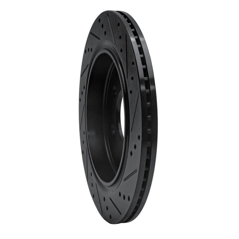 R1 Concepts R1 15-17 Ford F-150 4WD Rear Left Drilled & Slotted Black Brake Rotor