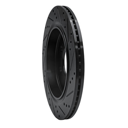R1 Concepts R1 15-17 Ford F-150 4WD Rear Left Drilled & Slotted Black Brake Rotor