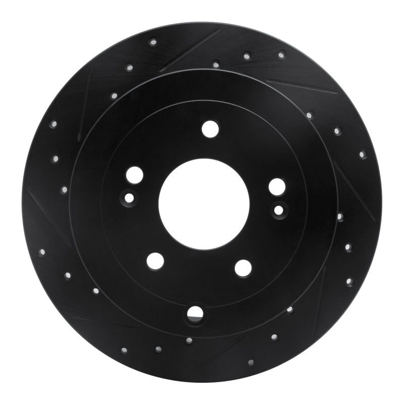 R1 Concepts R1 07-09 Hyundai Santa Fe Rear Left Drilled & Slotted Black Brake Rotor