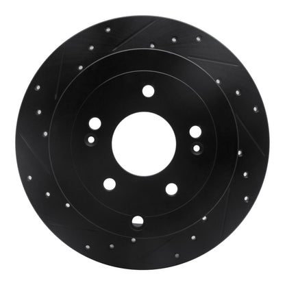 R1 Concepts R1 07-09 Hyundai Santa Fe Rear Left Drilled & Slotted Black Brake Rotor