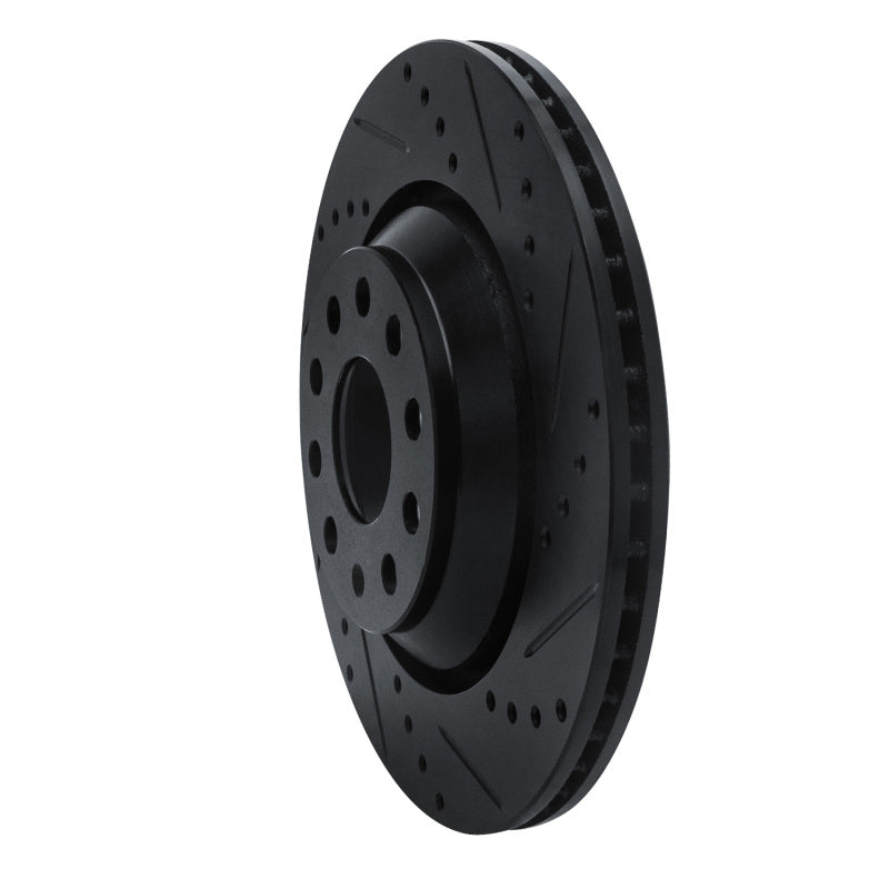 R1 Concepts R1 15-25 Volkswagen GTI Rear Right Drilled & Slotted Black Brake Rotor