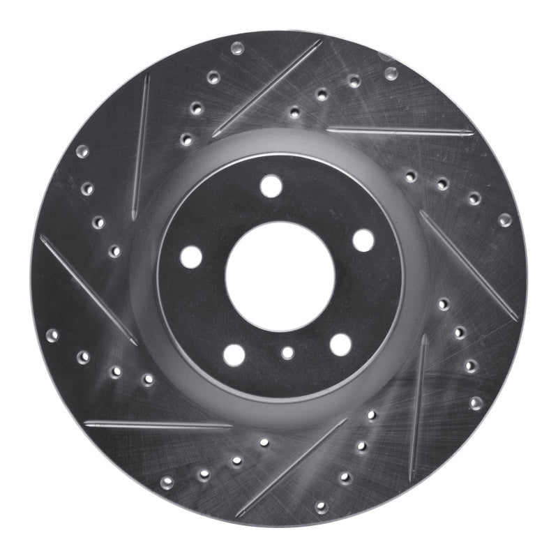 R1 Concepts R1 09-23 Nissan 370Z Front Left Drilled & Slotted Silver Brake Rotor